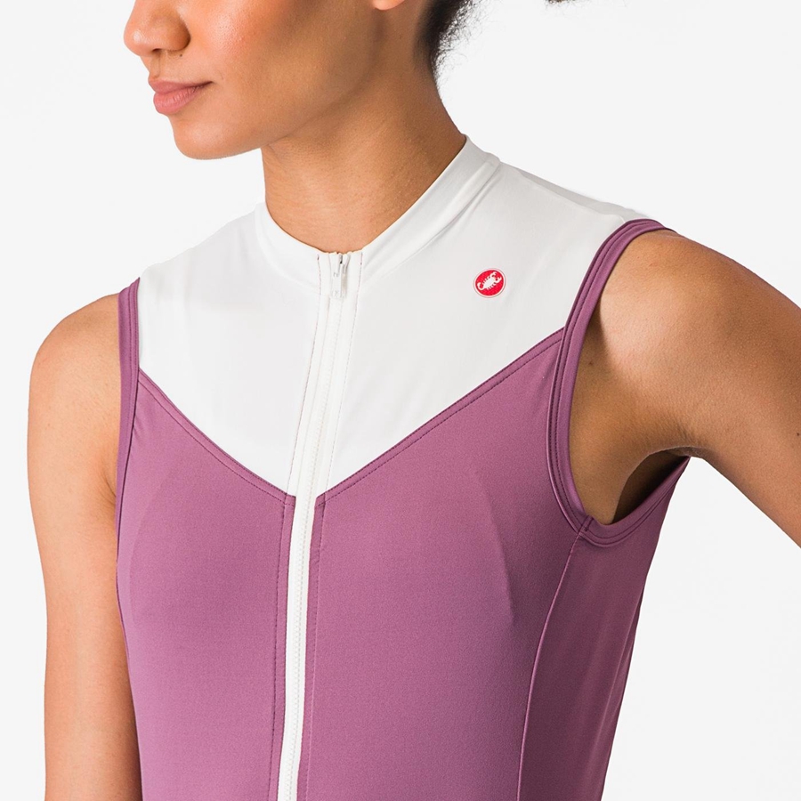 Castelli SOLARIS SLEEVELESS Jersey Dames Dieppaars Wit | TID047591