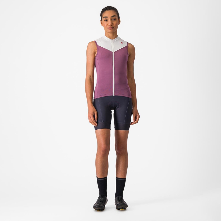 Castelli SOLARIS SLEEVELESS Jersey Dames Dieppaars Wit | TID047591