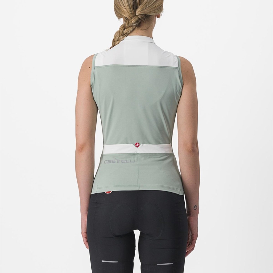 Castelli SOLARIS SLEEVELESS Jersey Dames Groen Wit | OCZ168702