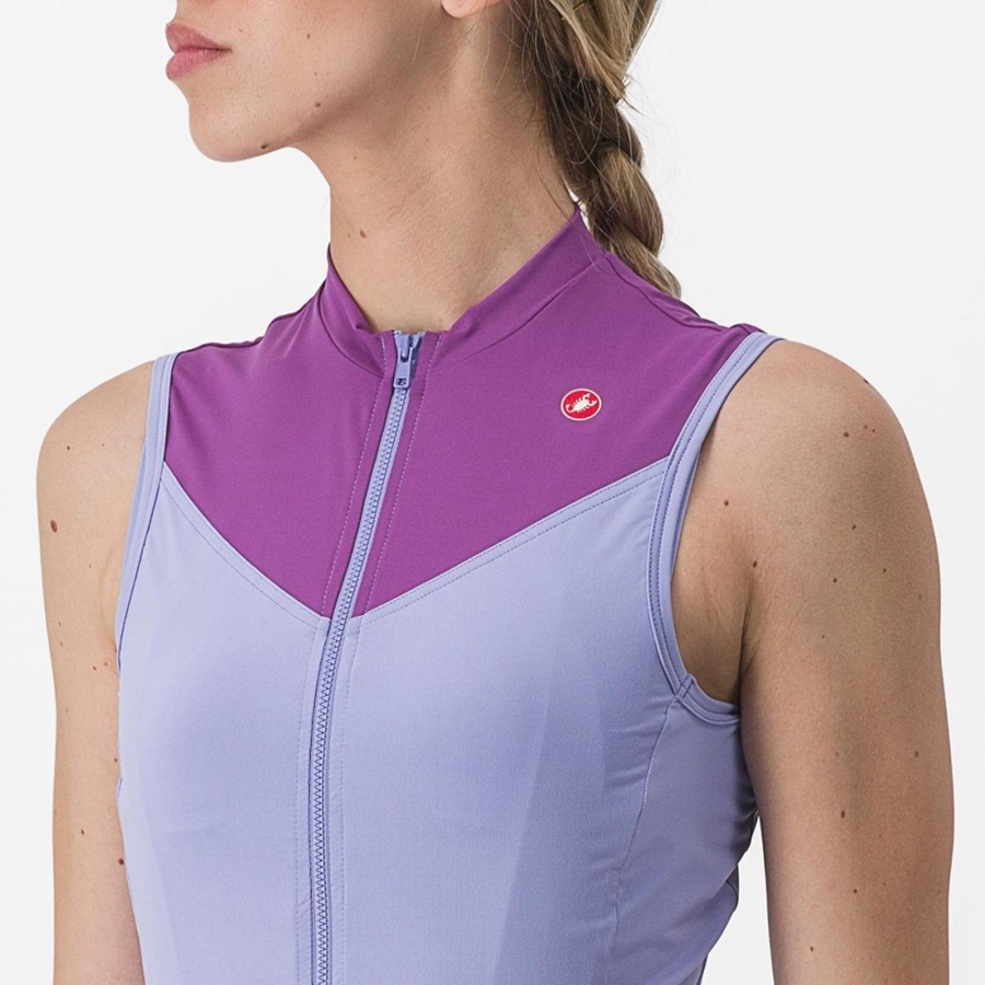 Castelli SOLARIS SLEEVELESS Jersey Dames Paars Wit | AUO349851