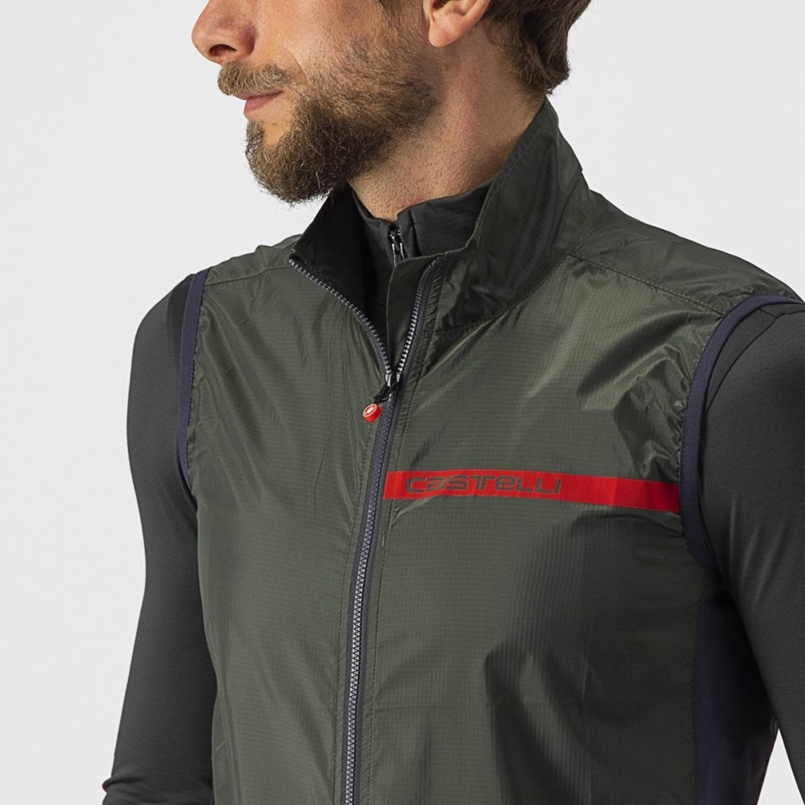 Castelli SQUADRA STRETCH Vest Heren Groen Donkergrijs | MRA583297