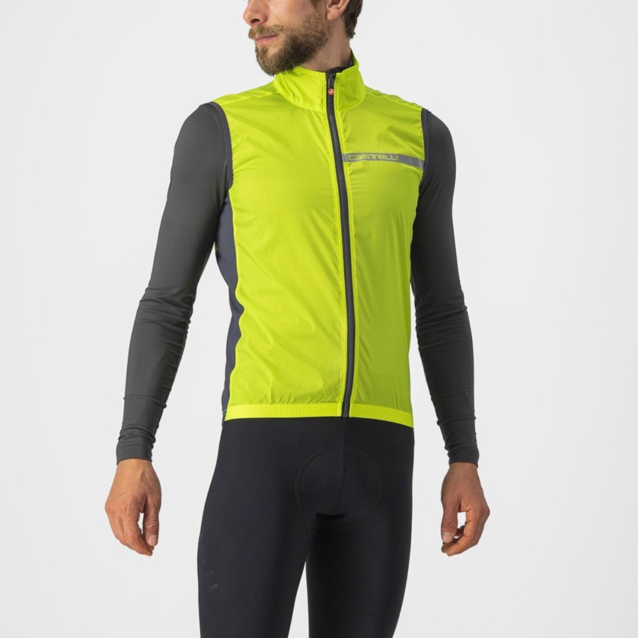 Castelli SQUADRA STRETCH Vest Heren Lichtgroen Donkergrijs | OAD012753