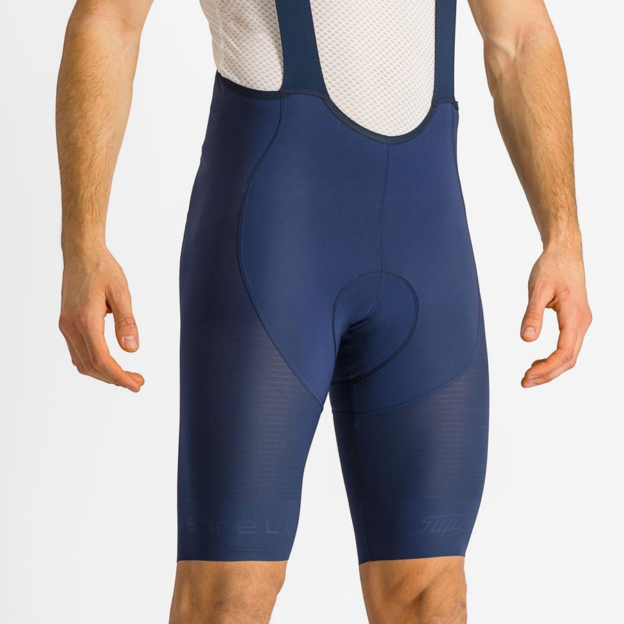 Castelli SUPERLEGGERA Korte Broek Met Slabbetje Heren Blauw | RQB826951