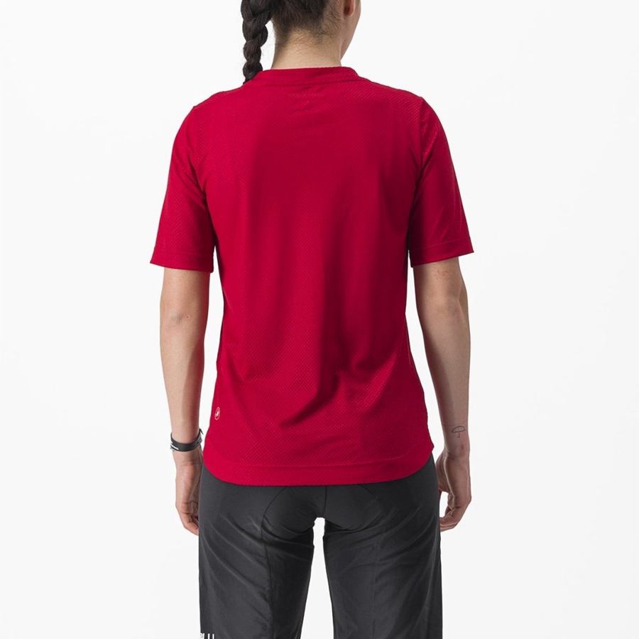 Castelli TRAIL TECH 2 W TEE Jersey Dames Donkerrood | POX576490