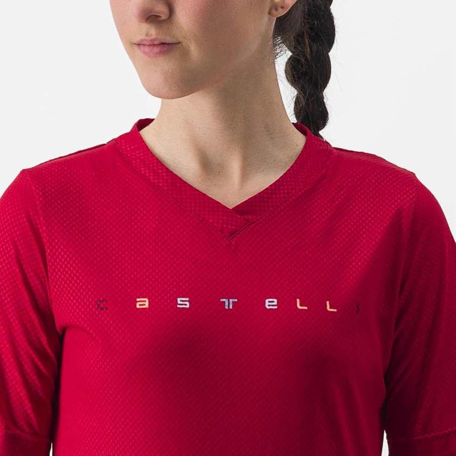 Castelli TRAIL TECH 2 W TEE Jersey Dames Donkerrood | POX576490