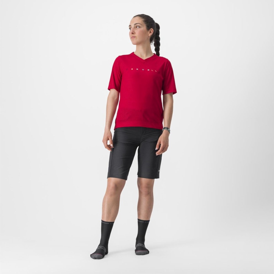 Castelli TRAIL TECH 2 W TEE Jersey Dames Donkerrood | POX576490