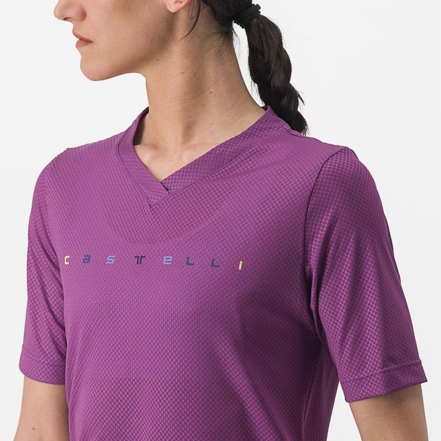 Castelli TRAIL TECH 2 W TEE Jersey Dames Paars | FCK580426