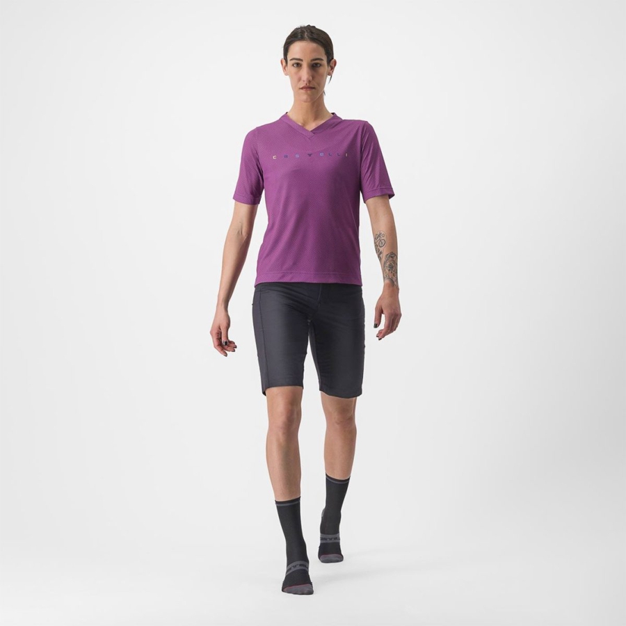 Castelli TRAIL TECH 2 W TEE Jersey Dames Paars | FCK580426