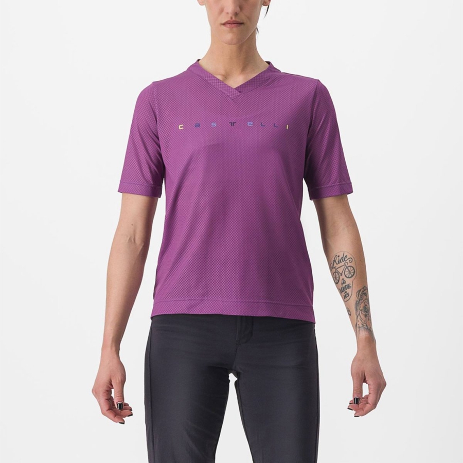 Castelli TRAIL TECH 2 W TEE Jersey Dames Paars | FCK580426