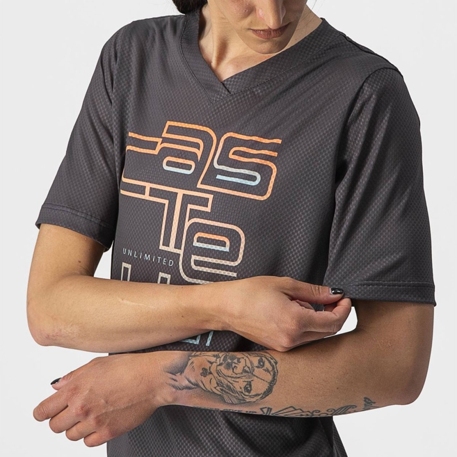 Castelli TRAIL TECH W TEE Jersey Dames Donkergrijs | RIX298341