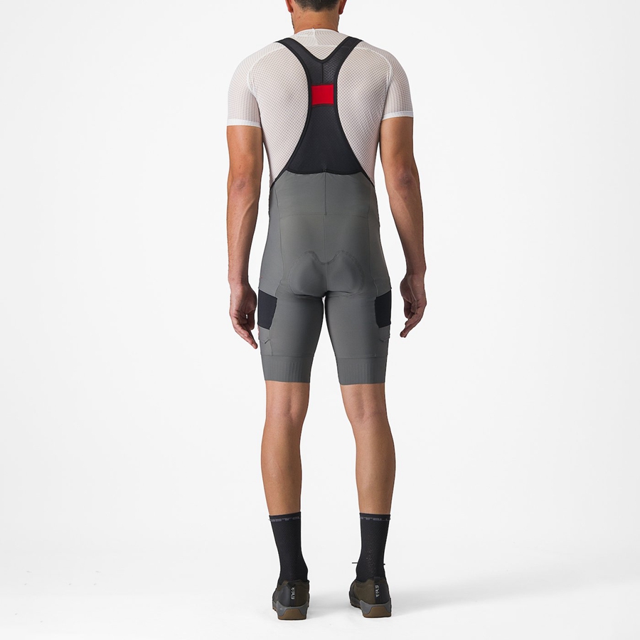 Castelli UNLIMITED CARGO Korte Broek Met Slabbetje Heren Grijs | UJW708162