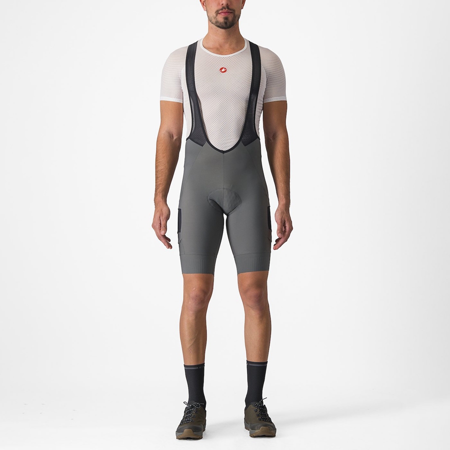 Castelli UNLIMITED CARGO Korte Broek Met Slabbetje Heren Grijs | UJW708162