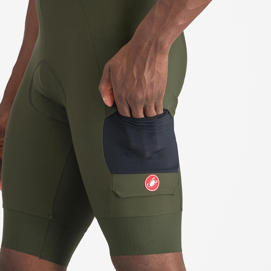 Castelli UNLIMITED CARGO Korte Broek Met Slabbetje Heren Diepgroen | RIH201984