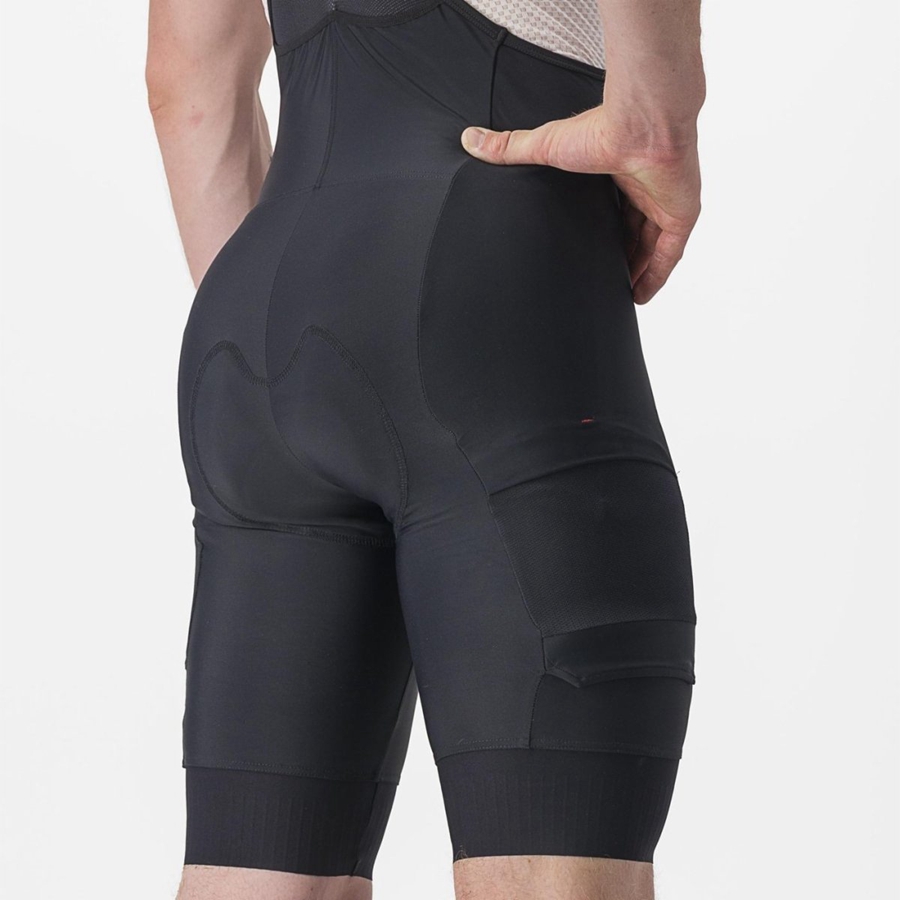 Castelli UNLIMITED CARGO Korte Broek Met Slabbetje Heren Zwart | YJH384102