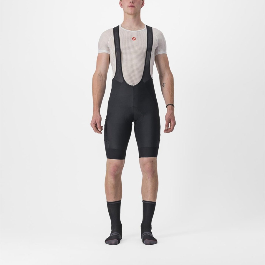 Castelli UNLIMITED CARGO Korte Broek Met Slabbetje Heren Zwart | YJH384102