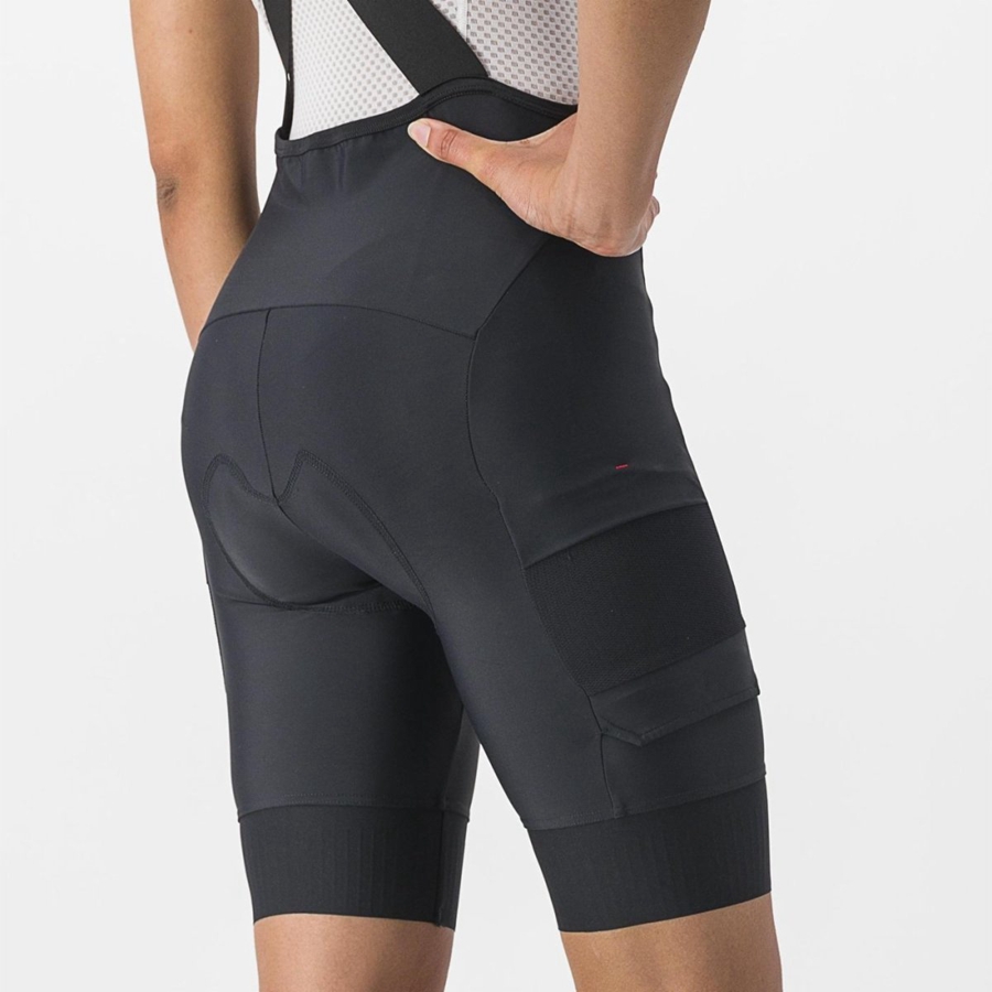 Castelli UNLIMITED CARGO W Korte Broek Met Slabbetje Dames Zwart | ZBW910682