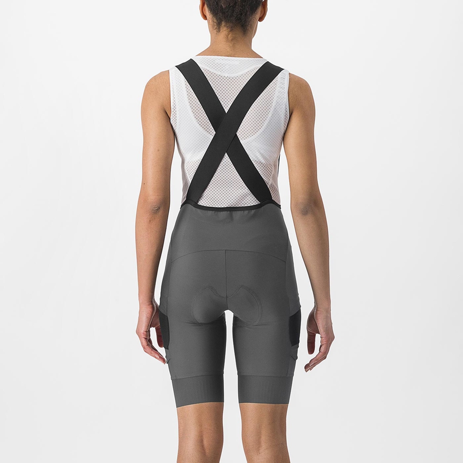 Castelli UNLIMITED CARGO W Korte Broek Met Slabbetje Dames Grijs | JUF765149