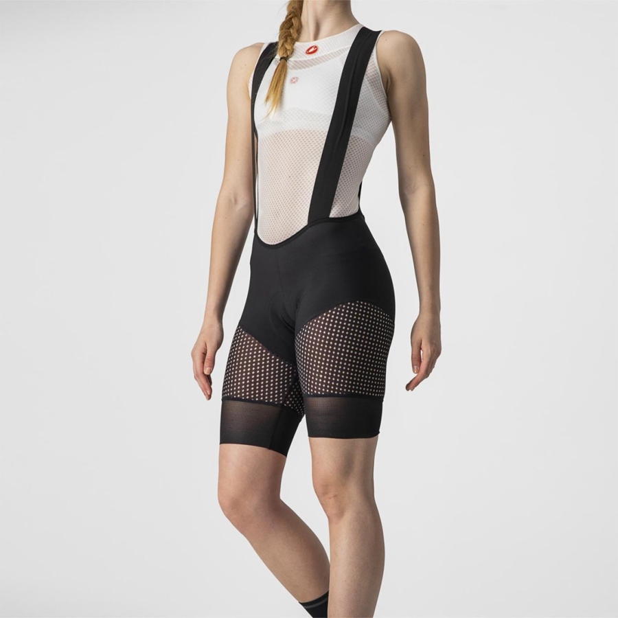 Castelli UNLIMITED DT W LINER Korte Broek Met Slabbetje Dames Zwart | YOG643789