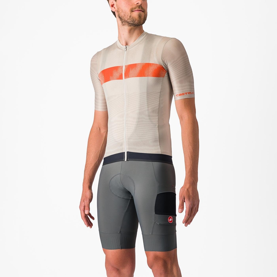 Castelli UNLIMITED ENDURANCE Jersey Heren Zilver Oranje Rood | RYN864039