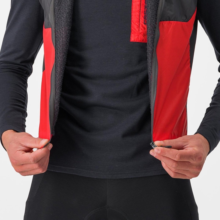 Castelli UNLIMITED PUFFY Vest Heren Rood Donkergrijs | THC754968