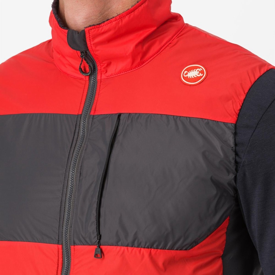 Castelli UNLIMITED PUFFY Vest Heren Rood Donkergrijs | THC754968