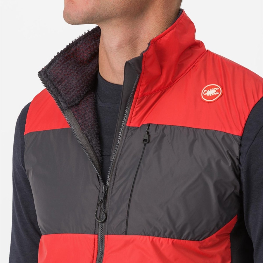 Castelli UNLIMITED PUFFY Vest Heren Rood Donkergrijs | THC754968