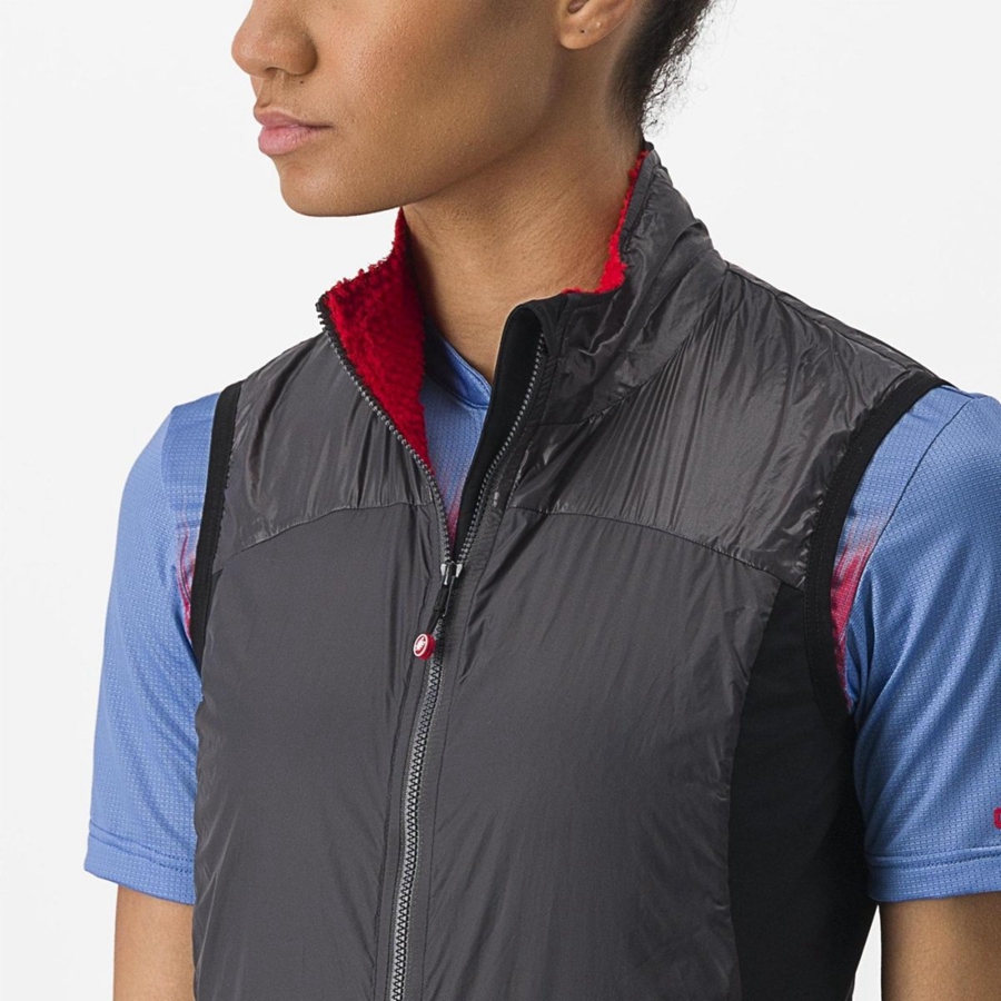 Castelli UNLIMITED W PUFFY Vest Dames Donkergrijs Rood | YSV314872