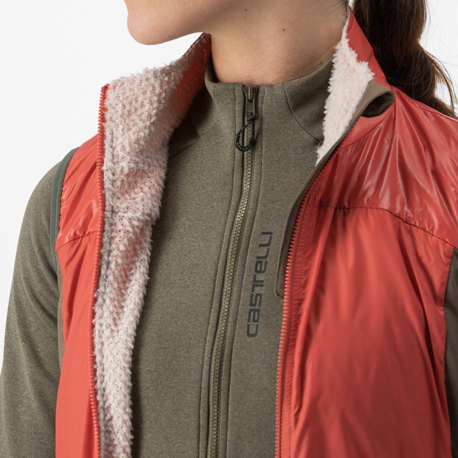 Castelli UNLIMITED W PUFFY Vest Dames Rood Zilver Grijs | KYL029341