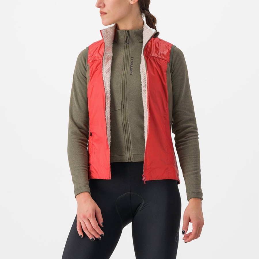 Castelli UNLIMITED W PUFFY Vest Dames Rood Zilver Grijs | KYL029341