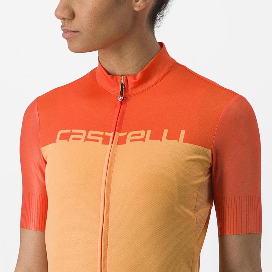 Castelli VELOCISSIMA Jersey Dames Oranje Dieprood | GYW315062