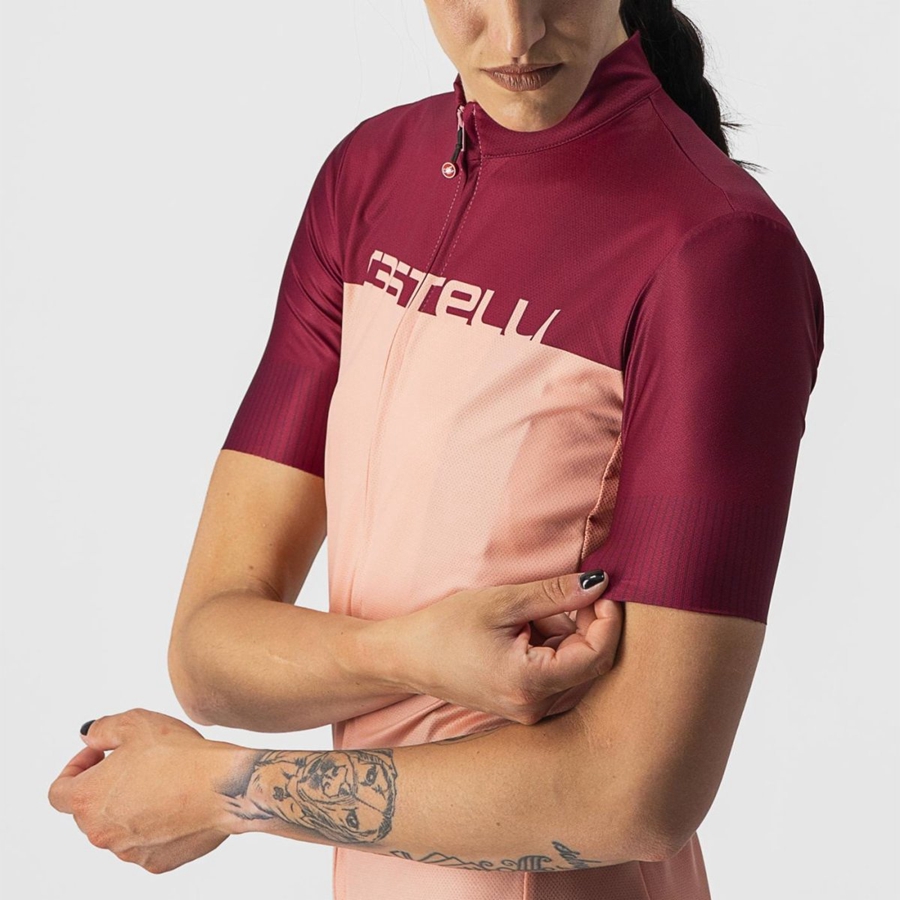 Castelli VELOCISSIMA Jersey Dames Roze Bordeaux | MJF712950