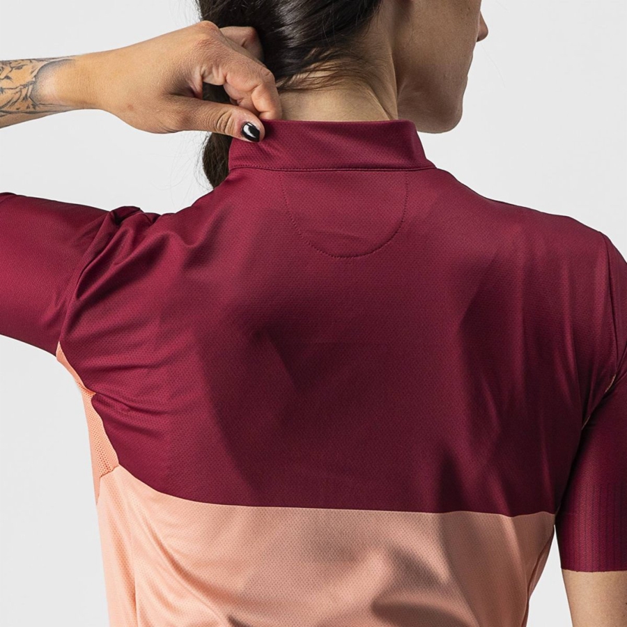 Castelli VELOCISSIMA Jersey Dames Roze Bordeaux | MJF712950