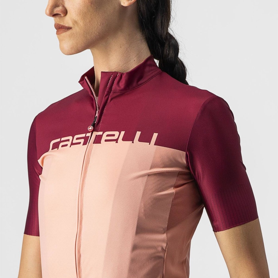 Castelli VELOCISSIMA Jersey Dames Roze Bordeaux | MJF712950