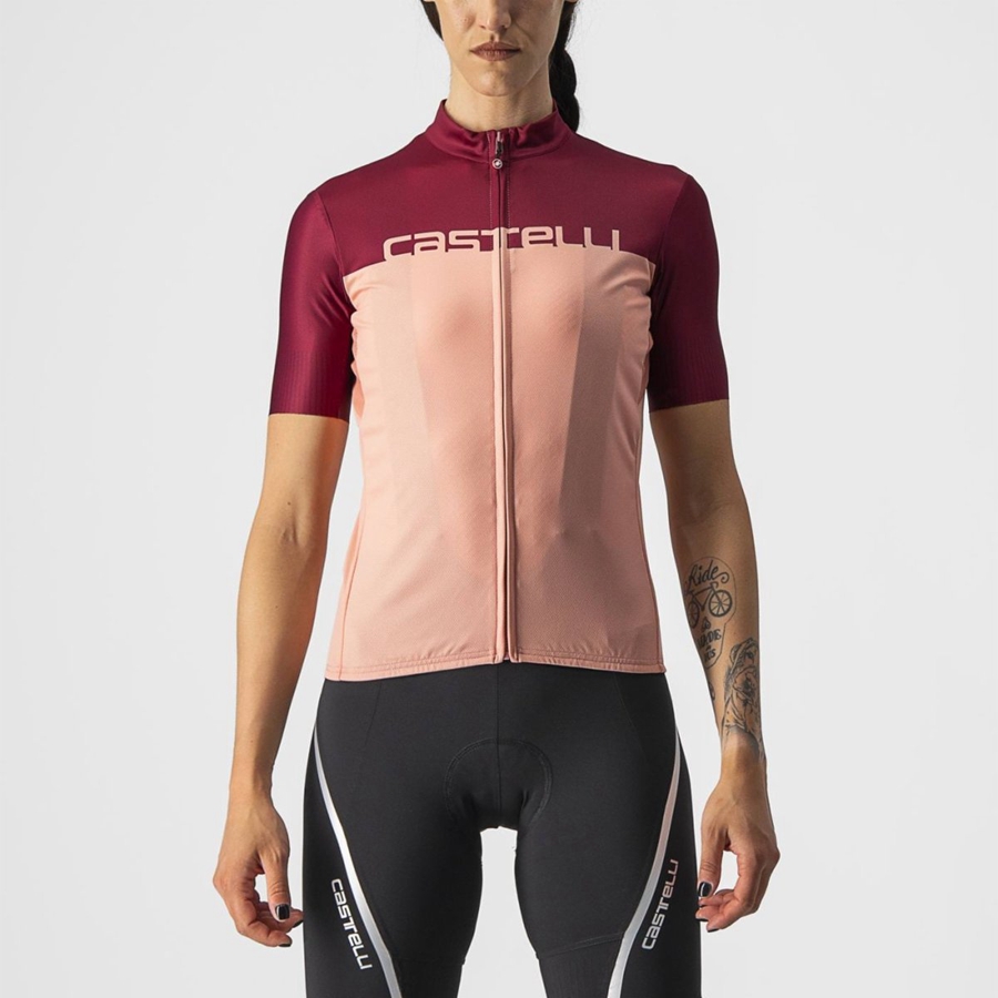 Castelli VELOCISSIMA Jersey Dames Roze Bordeaux | MJF712950