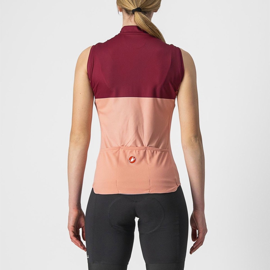 Castelli VELOCISSIMA SLEEVELESS Jersey Dames Roze Bordeaux | QKP365092