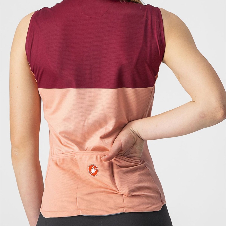 Castelli VELOCISSIMA SLEEVELESS Jersey Dames Roze Bordeaux | QKP365092