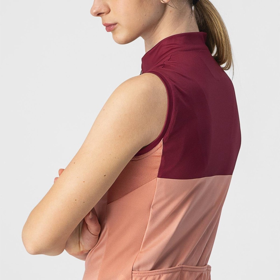 Castelli VELOCISSIMA SLEEVELESS Jersey Dames Roze Bordeaux | QKP365092