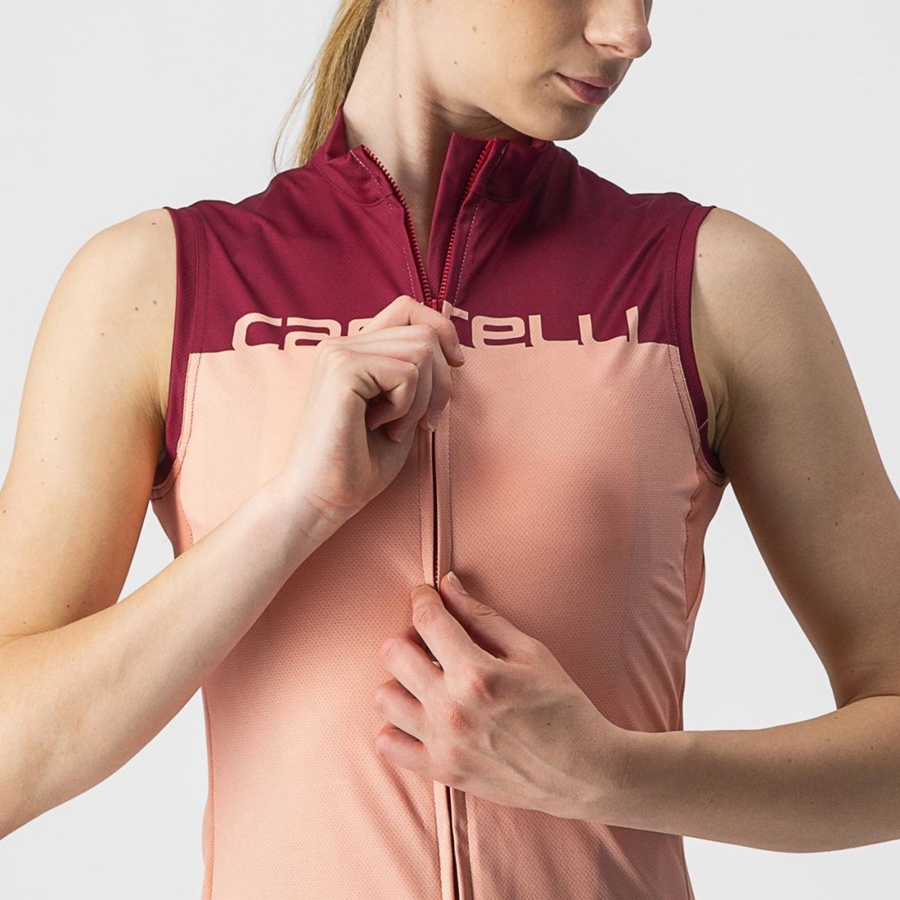 Castelli VELOCISSIMA SLEEVELESS Jersey Dames Roze Bordeaux | QKP365092