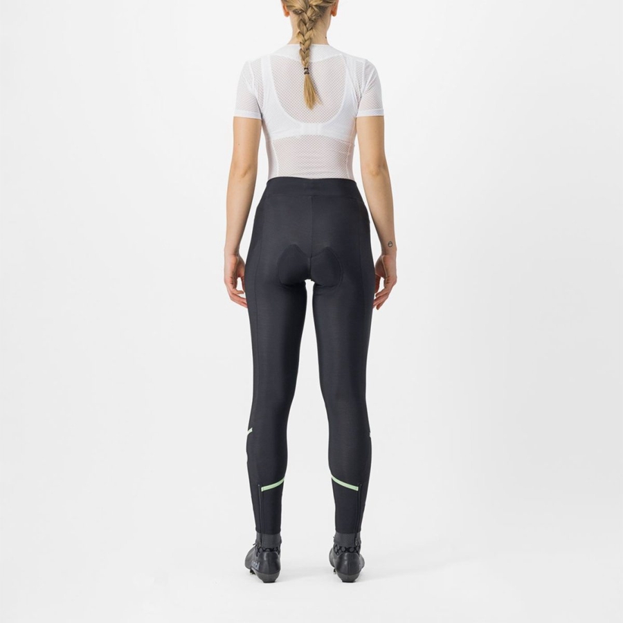 Castelli VELOCISSIMA THERMAL Leggings Dames Zwart Mintgroen Zwart | QUK065178