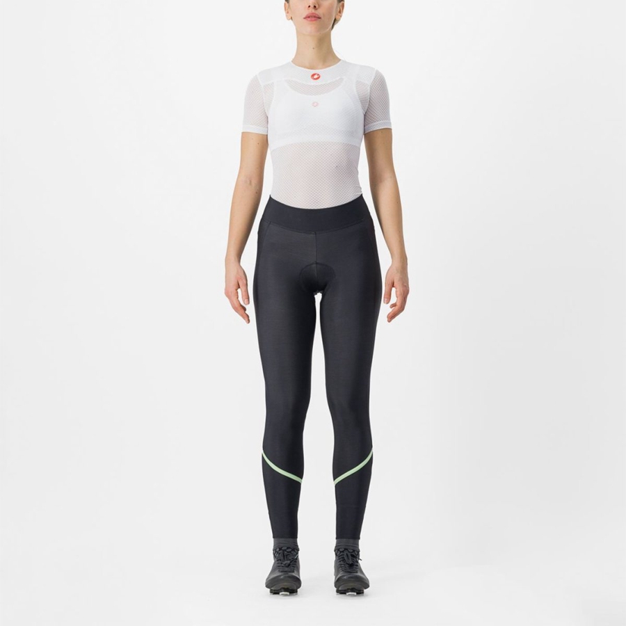 Castelli VELOCISSIMA THERMAL Leggings Dames Zwart Mintgroen Zwart | QUK065178