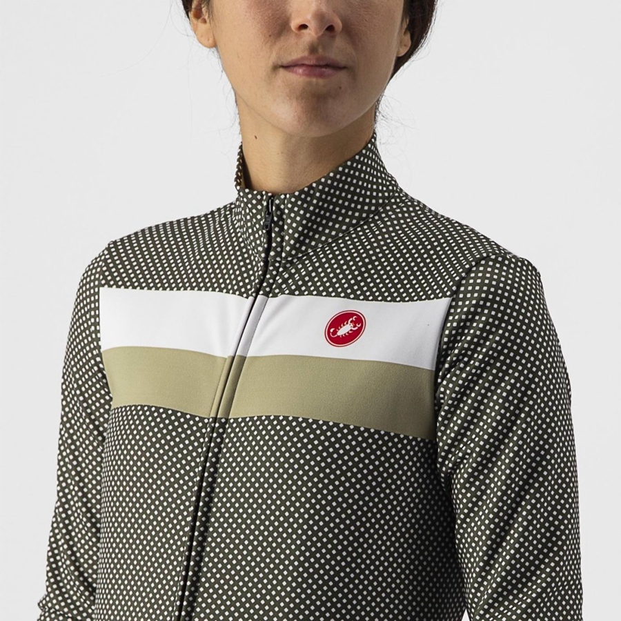 Castelli VOLARE LS Jersey Dames Groen Wit Groen | CGX261478